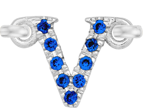 White Gold, Blue Sapphire Letter - Roxanne First