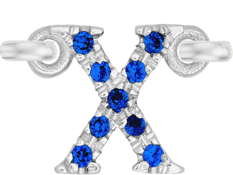 White Gold, Blue Sapphire Letter - Roxanne First