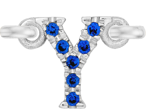 White Gold, Blue Sapphire Letter - Roxanne First