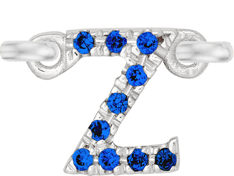 White Gold, Blue Sapphire Letter - Roxanne First