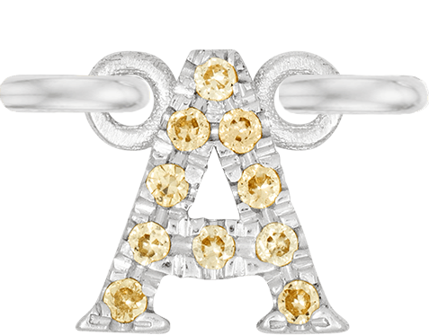 White Gold, Yellow Sapphire Letter - Roxanne First