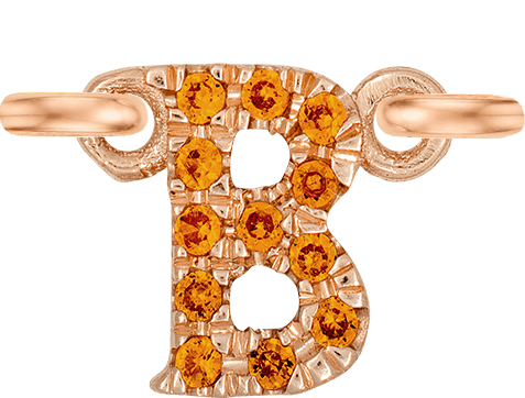 Rose Gold, Orange Sapphire Letter - Roxanne First