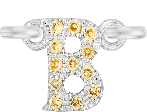 White Gold, Yellow Sapphire Letter - Roxanne First