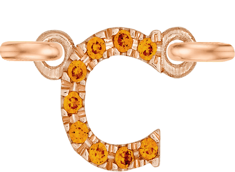 Rose Gold, Orange Sapphire Letter - Roxanne First