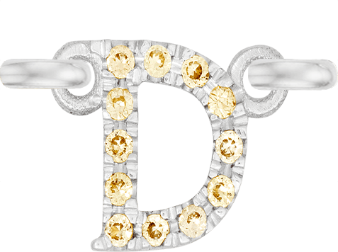 White Gold, Yellow Sapphire Letter - Roxanne First