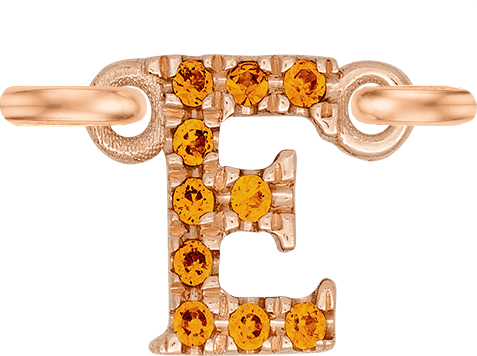 Rose Gold, Orange Sapphire Letter - Roxanne First