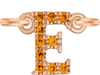 Rose Gold, Orange Sapphire Letter - Roxanne First