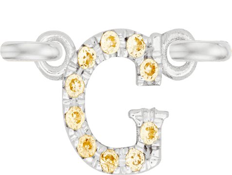 White Gold, Yellow Sapphire Letter - Roxanne First