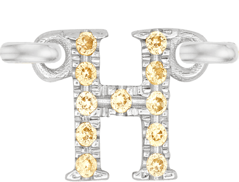 White Gold, Yellow Sapphire Letter - Roxanne First