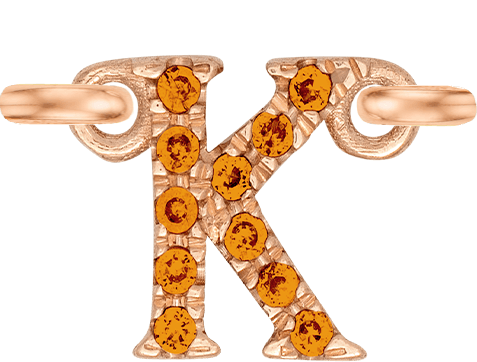 Rose Gold, Orange Sapphire Letter - Roxanne First