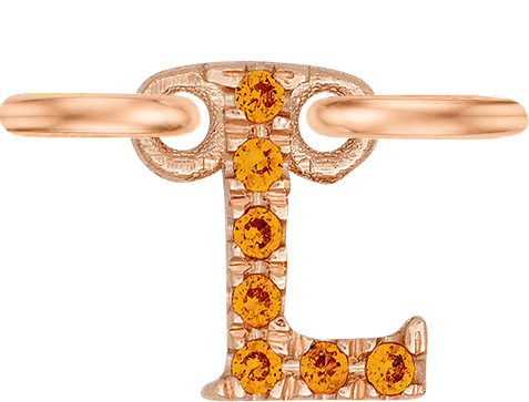 Rose Gold, Orange Sapphire Letter - Roxanne First