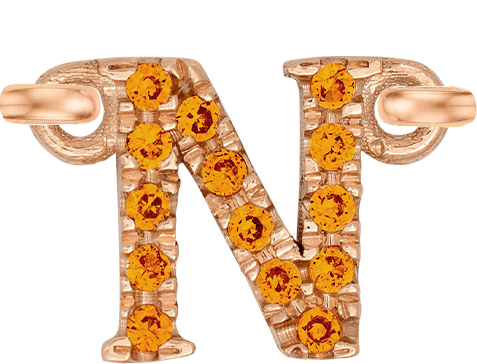 Rose Gold, Orange Sapphire Letter - Roxanne First