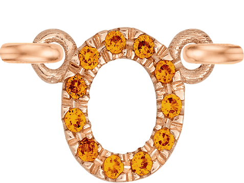 Rose Gold, Orange Sapphire Letter - Roxanne First