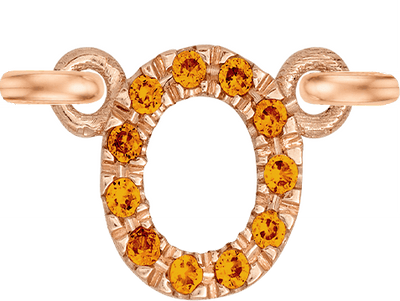 Rose Gold, Orange Sapphire Letter - Roxanne First