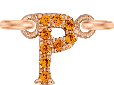 Rose Gold, Orange Sapphire Letter - Roxanne First