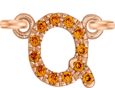 Rose Gold, Orange Sapphire Letter - Roxanne First