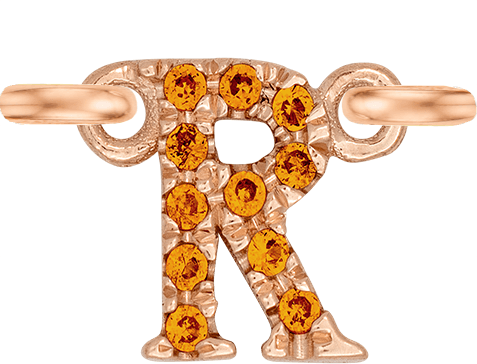 Rose Gold, Orange Sapphire Letter - Roxanne First