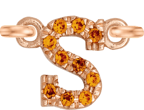 Rose Gold, Orange Sapphire Letter - Roxanne First