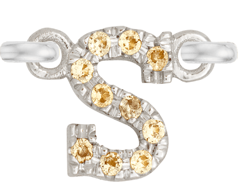 White Gold, Yellow Sapphire Letter - Roxanne First