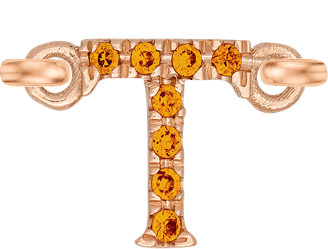 Rose Gold, Orange Sapphire Letter - Roxanne First