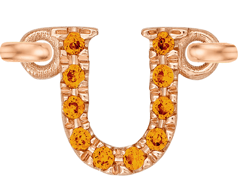 Rose Gold, Orange Sapphire Letter - Roxanne First