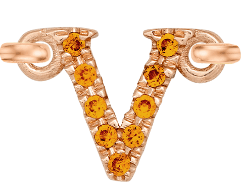 Rose Gold, Orange Sapphire Letter - Roxanne First