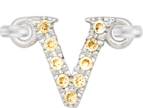 White Gold, Yellow Sapphire Letter - Roxanne First