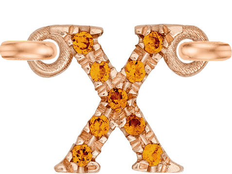 Rose Gold, Orange Sapphire Letter - Roxanne First