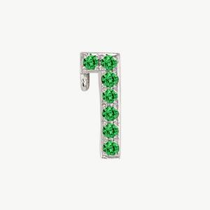 White Gold, Green Garnet Number Bead - Roxanne First