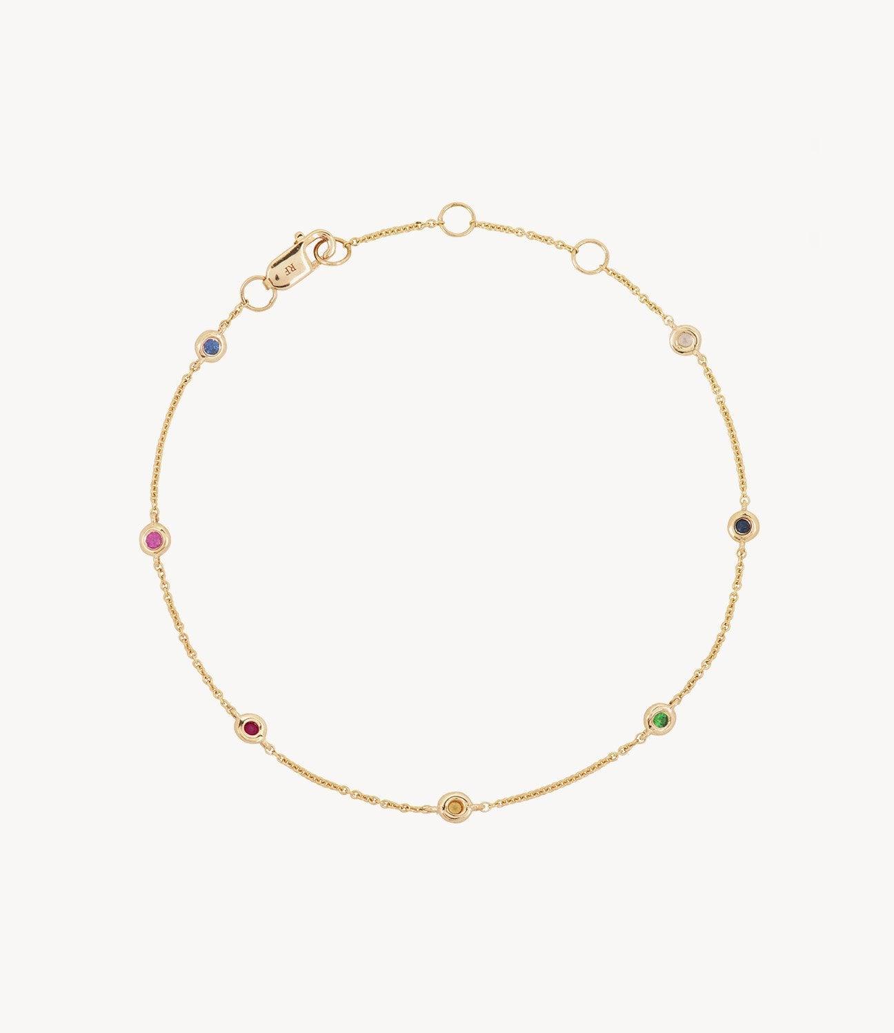 Rainbow Sapphire Cuban Chain Bracelet