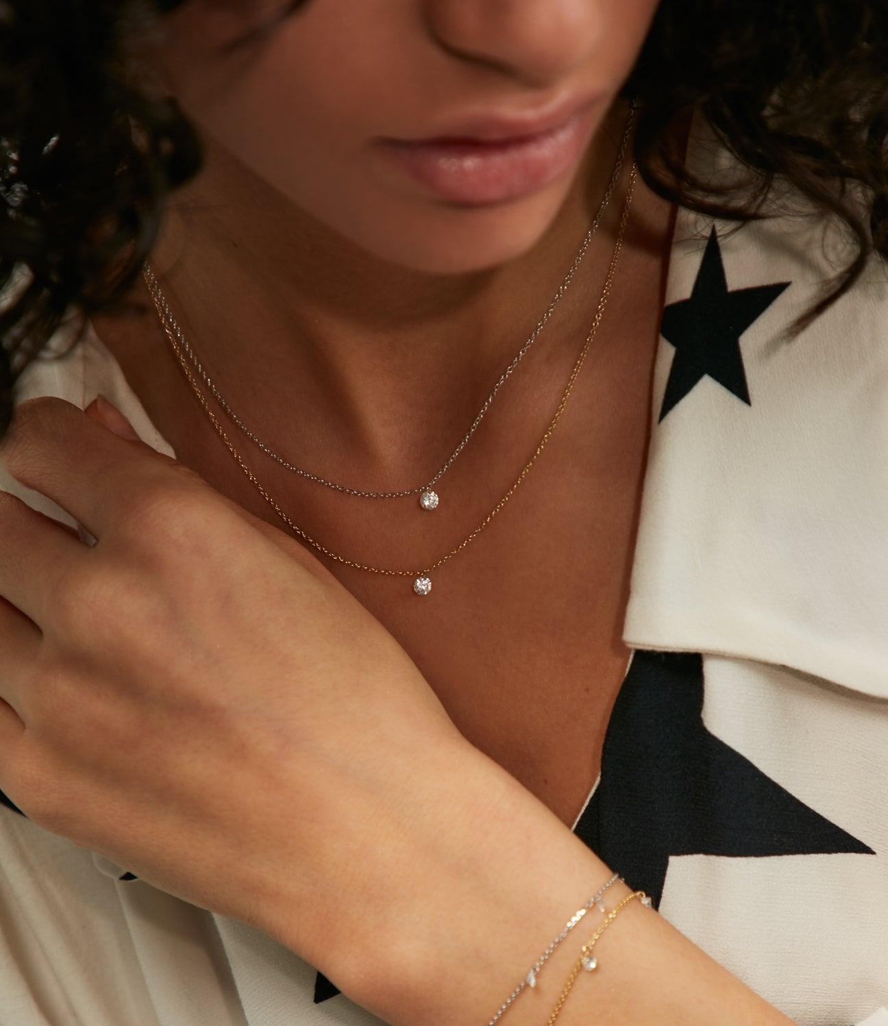 Single Floating Diamond Necklace - Roxanne First
