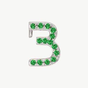 White Gold, Green Garnet Number Bead - Roxanne First