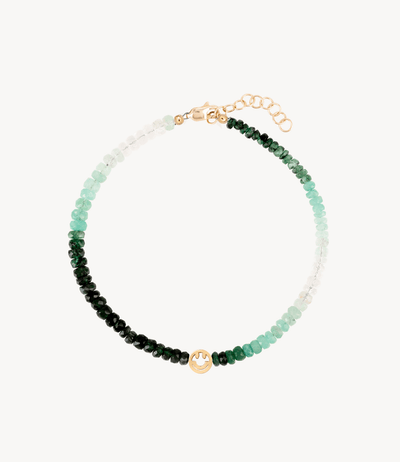 The Smiley Green Emerald Beaded Bracelet - Roxanne First