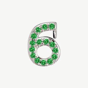 White Gold, Green Garnet Number Bead - Roxanne First