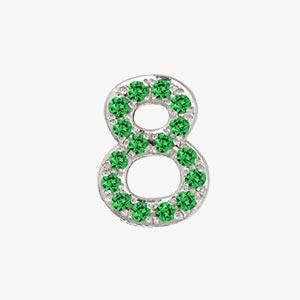 White Gold, Green Garnet Number Bead - Roxanne First