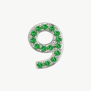 White Gold, Green Garnet Number Bead - Roxanne First