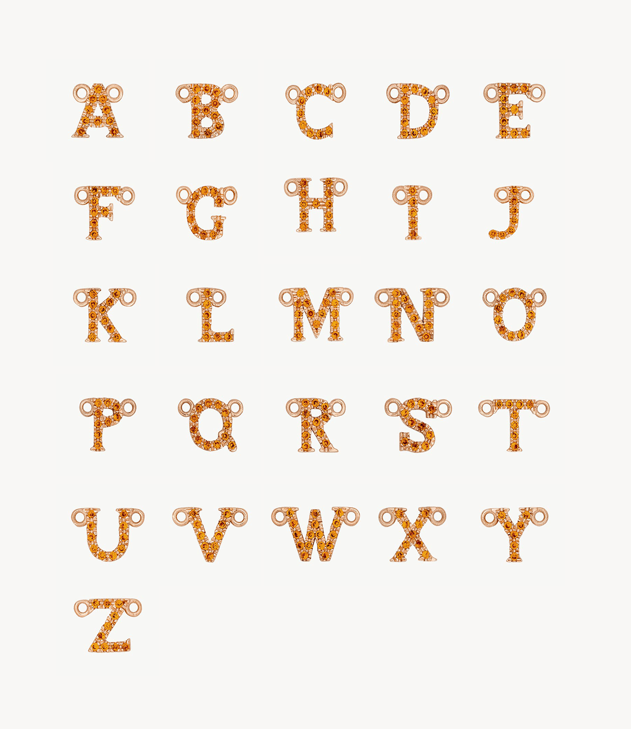 Rose Gold, Orange Sapphire Letter - Roxanne First