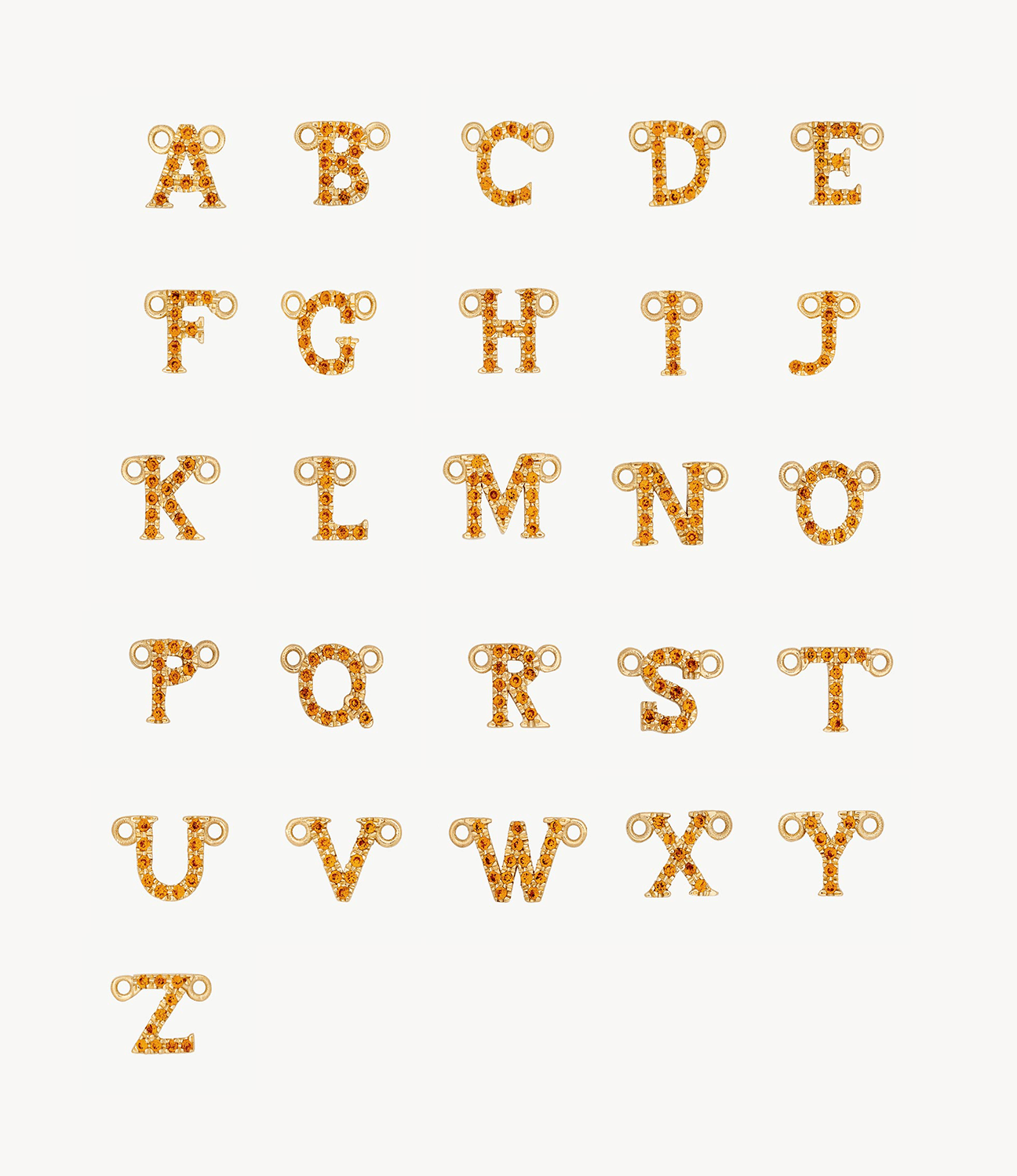 Yellow Gold, Orange Sapphire Letter - Roxanne First