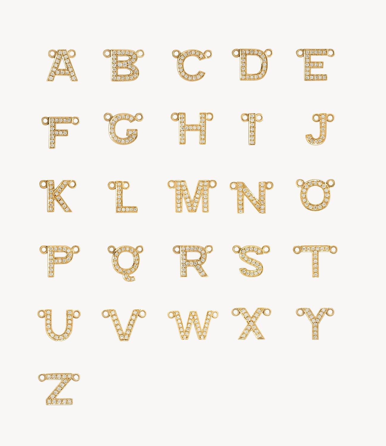 Yellow Gold, White Diamond Letter - Roxanne First