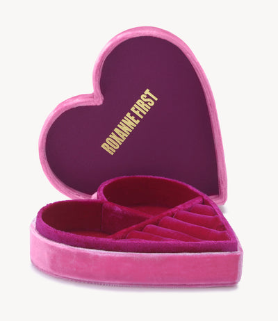 Double Pink, Velvet Heart Jewellery Box