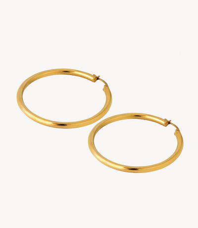 Large Classic Slim Gold Hoops - Roxanne First
