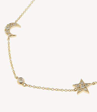 Mini Diamond Star and Moon Necklace - Roxanne First