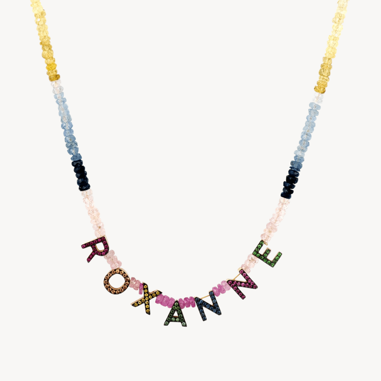 Personalised Beaded Rainbow Letter Necklace - Roxanne First