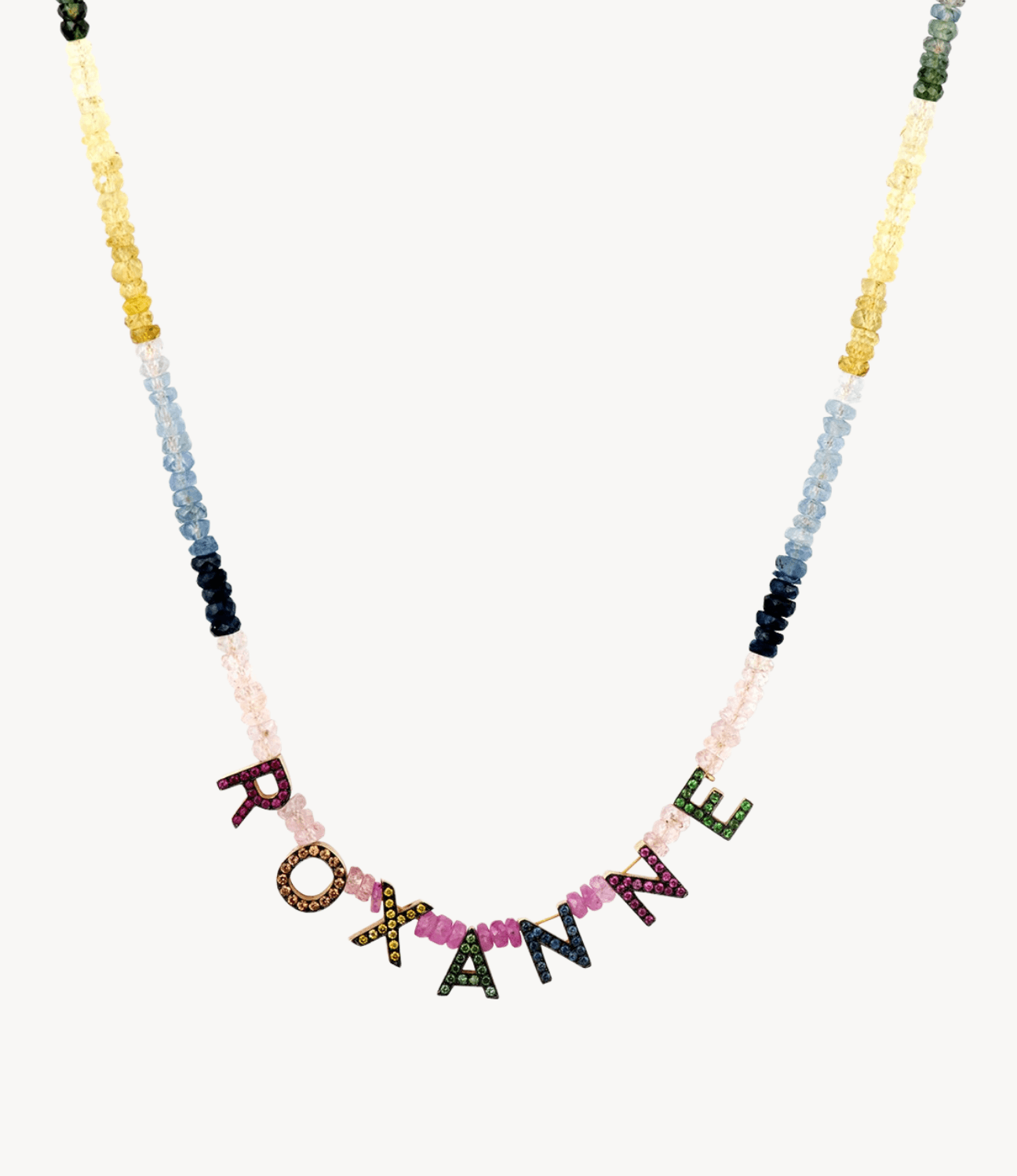 Personalised Beaded Rainbow Letter Necklace - Roxanne First