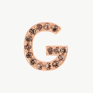 Rose Gold, Brown Diamond Letter Bead - Roxanne First