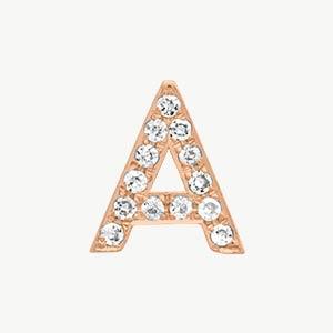 Rose Gold, White Diamond Letter Bead - Roxanne First