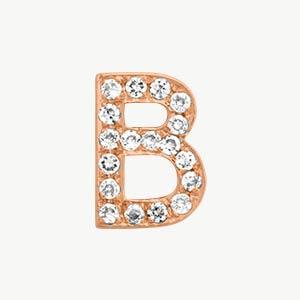 Rose Gold, White Diamond Letter Bead - Roxanne First