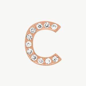 Rose Gold, White Diamond Letter Bead - Roxanne First