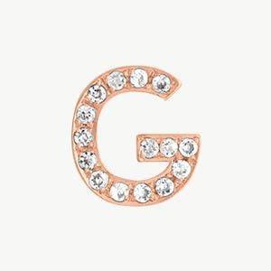 Rose Gold, White Diamond Letter Bead - Roxanne First