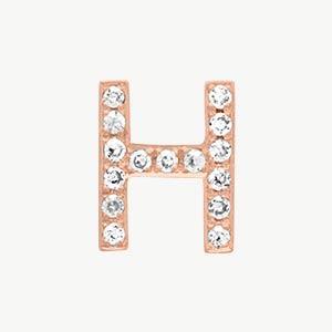 Rose Gold, White Diamond Letter Bead - Roxanne First